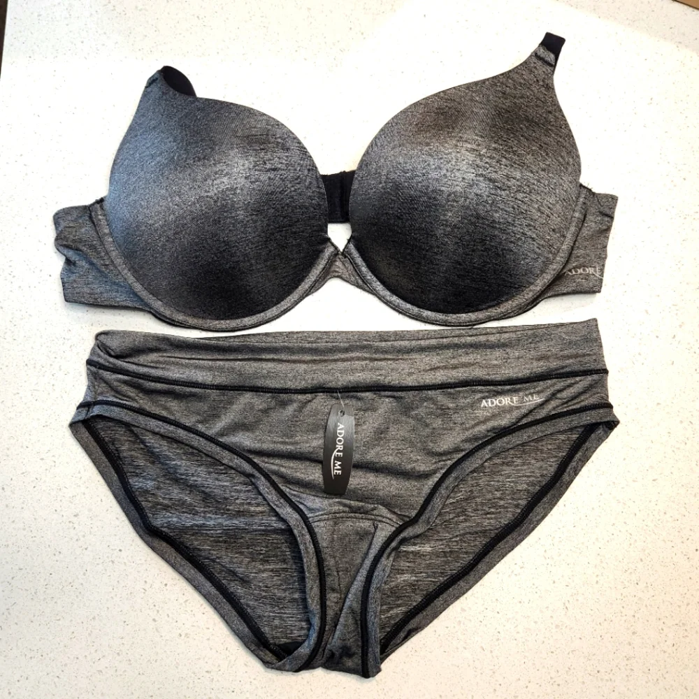 🍉 Adore Me Gray Bra Set - Picture 2 of 4